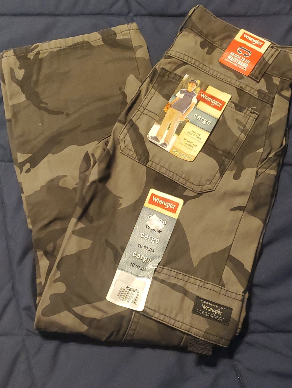 Wrangler Boys Camo Cargo Pants - Olive Green & Dark Green